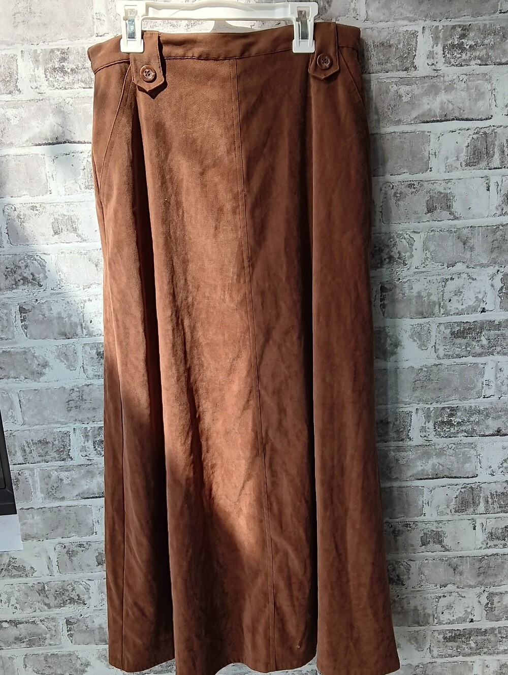 Long Full Brown Skirt Suede